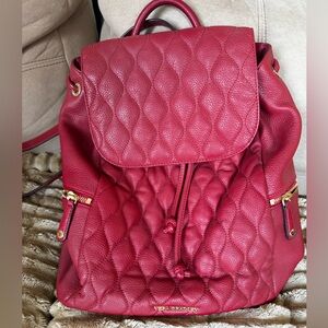 Vera Bradley Amy Quilted Leather Backpack in Tango Red